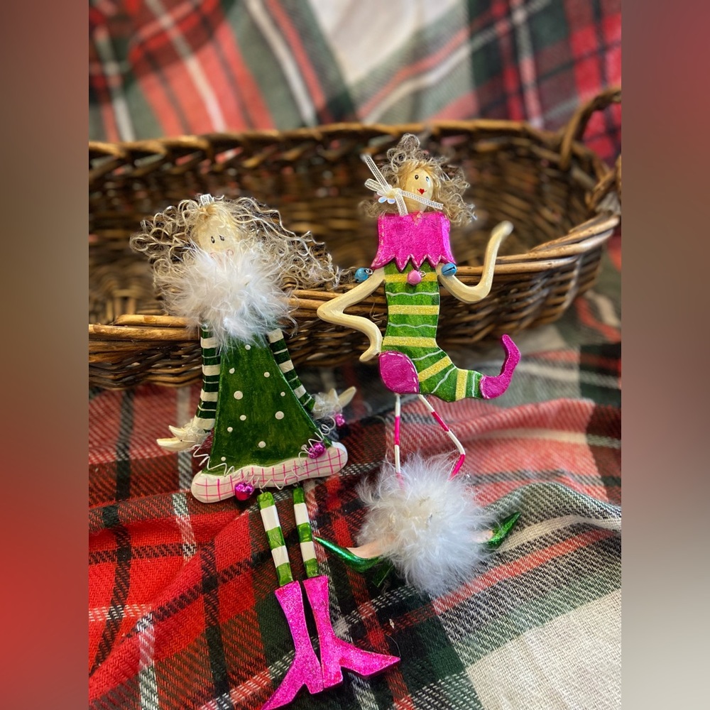 Funky pink and lime lady ornaments- 2